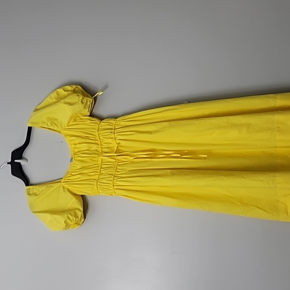 Antonio MelaniGisella Ruffle Tie Square Neck Cotton Poplin Short Puff Sleeve Smo